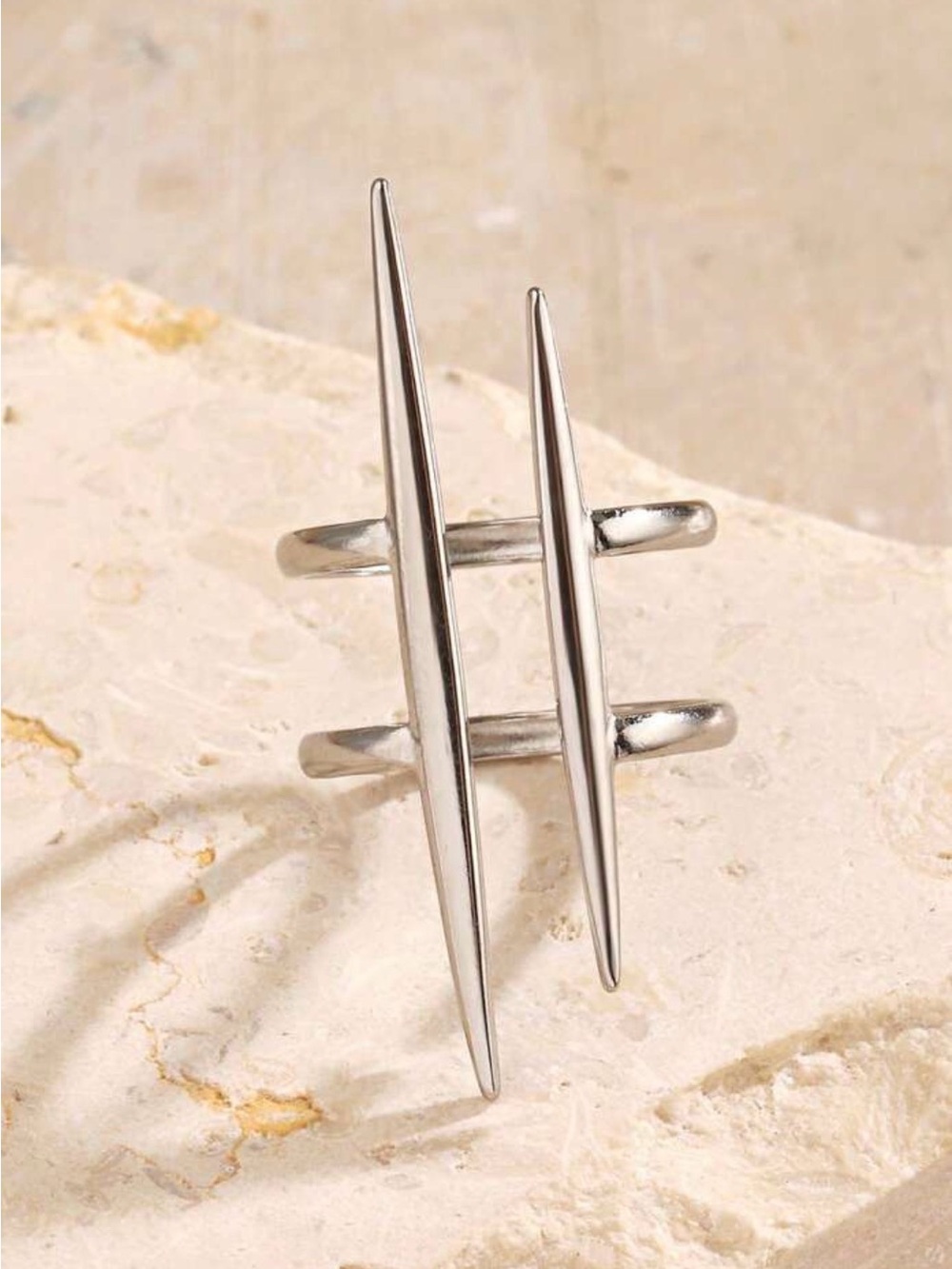 Modern Silver Ring - Women's Fashion Jewelry - Picture 2 of 4